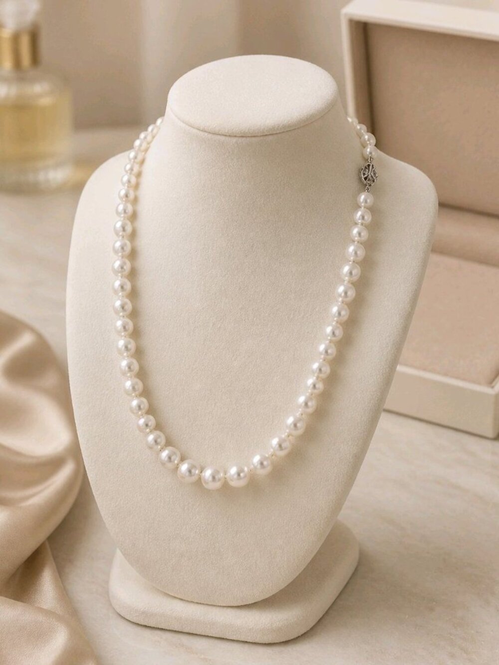 Artisan ✦ Ivory South Sea Shell Pearl Necklace ✦ 8–9mm Round 925 Sterling NWT